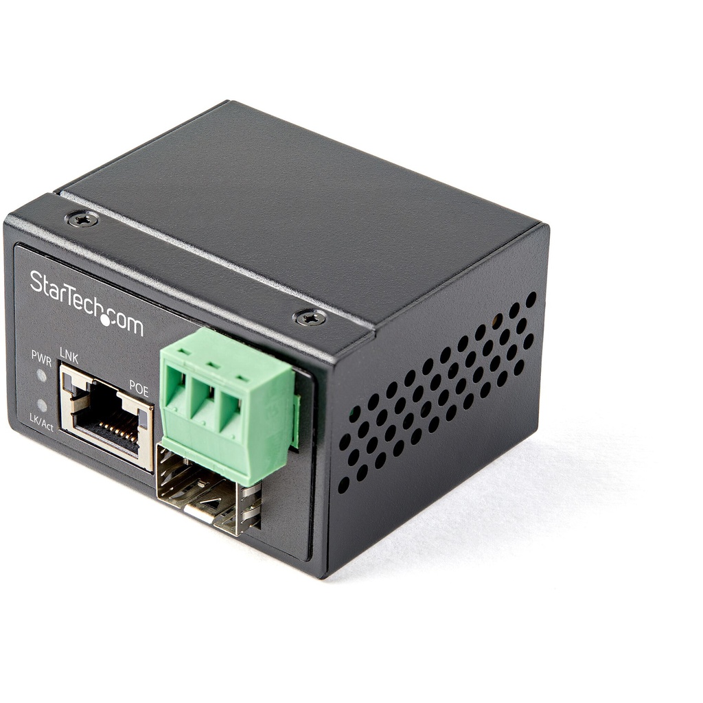 StarTech.com PoE+ Industrial Glasvezel naar Ethernet Media Converter 30W - SFP naar RJ45 - Single Mode/Multi Mode Gigabit Fiber