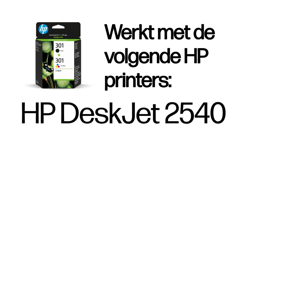 HP 301 originele zwarte/drie-kleuren inktcartridges, 2-pack - Afbeelding 2