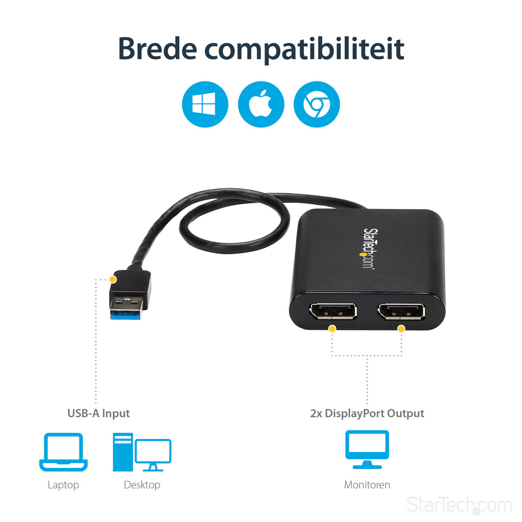 StarTech.com USB 3.0 naar Dual DisplayPort Adapter, 4K 60Hz, DisplayLink-gecertificeerd, USB naar Dual DP Display Adapter, Dual - Afbeelding 11