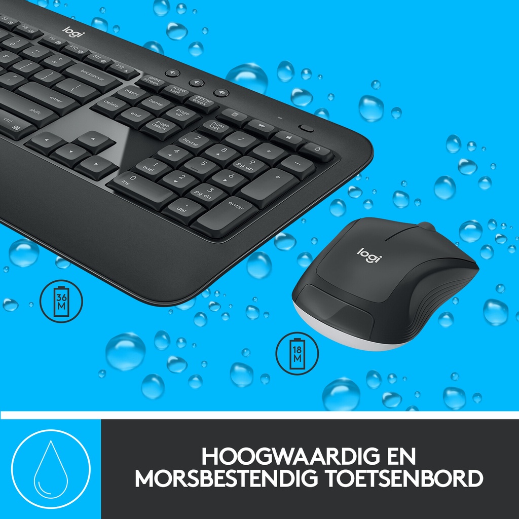 Logitech 920-008685 toetsenbord Inclusief muis Universeel RF Draadloos QWERTY US International Zwart - Afbeelding 8