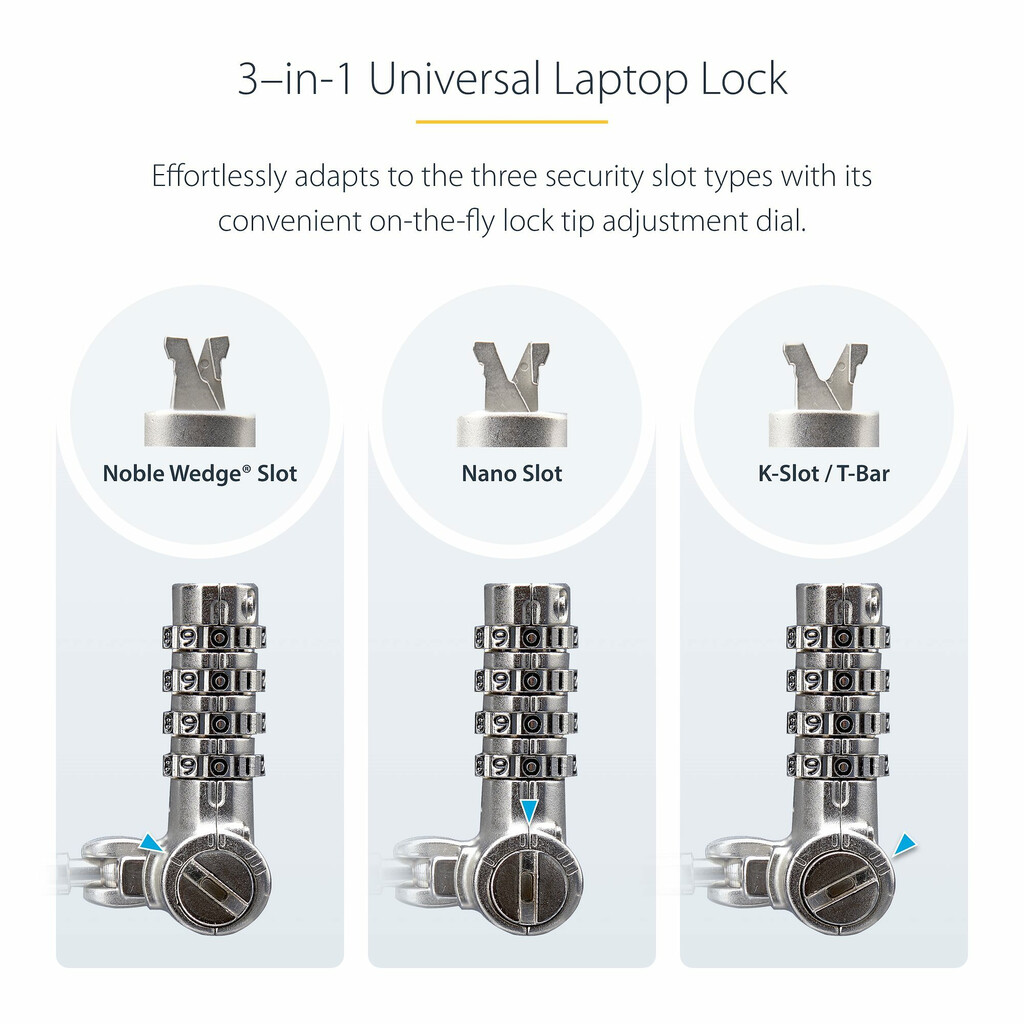 StarTech.com 25-Pack Universeel Laptop Kabelslot 2m, Security Kabel met Gedeelde Sleutel, Compatibel met Noble Wedge®/Nano/K - Afbeelding 11