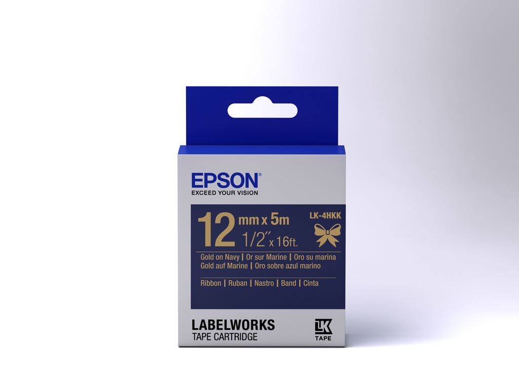 Epson Label Cartridge Satin Ribbon LK-4HKK, goud/marineblauw 12 mm (5 m) - Afbeelding 2