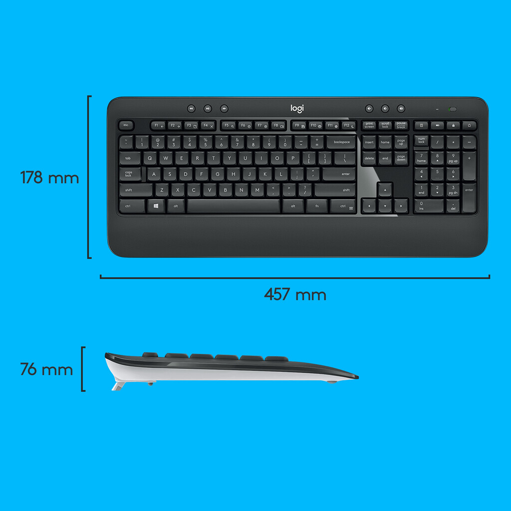 Logitech 920-008685 toetsenbord Inclusief muis Universeel RF Draadloos QWERTY US International Zwart - Afbeelding 7