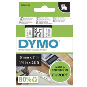 DYMO originele D1 labels | Zwarte Tekst op Wit Label | 6 mm x 7 m | zelfklevende etiketten voor de LabelManager labelprinter |