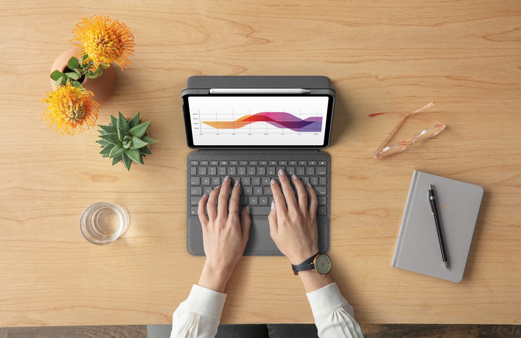 Logitech Folio Touch AZERTY Frans Smart Connector Grijs - Afbeelding 9