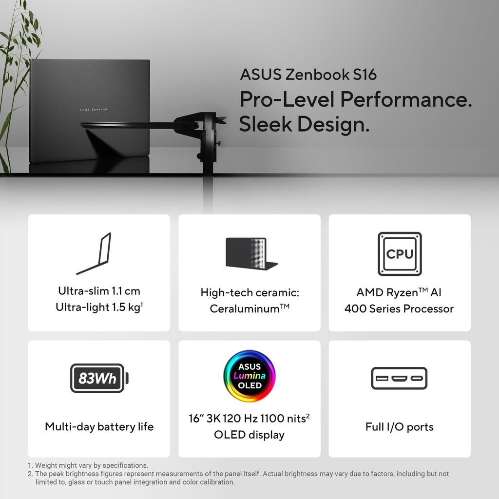 ASUS Zenbook S16 UM5606GA-SSNADW Copilot+ PC AMD Ryzen AI 9 465 Laptop 40,6 cm (16") 3K 32 GB LPDDR5x-SDRAM 1 TB SSD Wi-Fi 7 (80 - Afbeelding 35