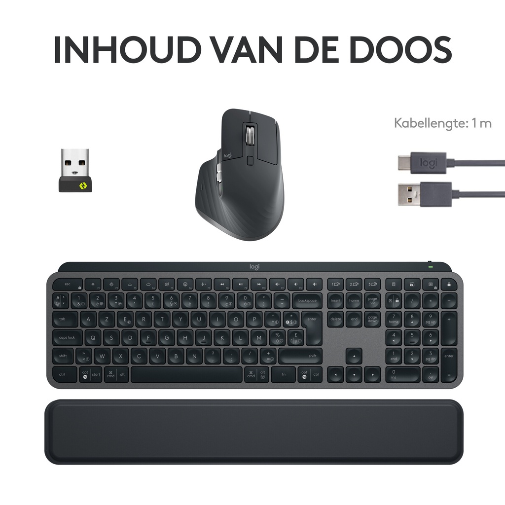 Logitech Master 920-011607 toetsenbord Inclusief muis Kantoor Bluetooth AZERTY Frans Grafiet - Afbeelding 9