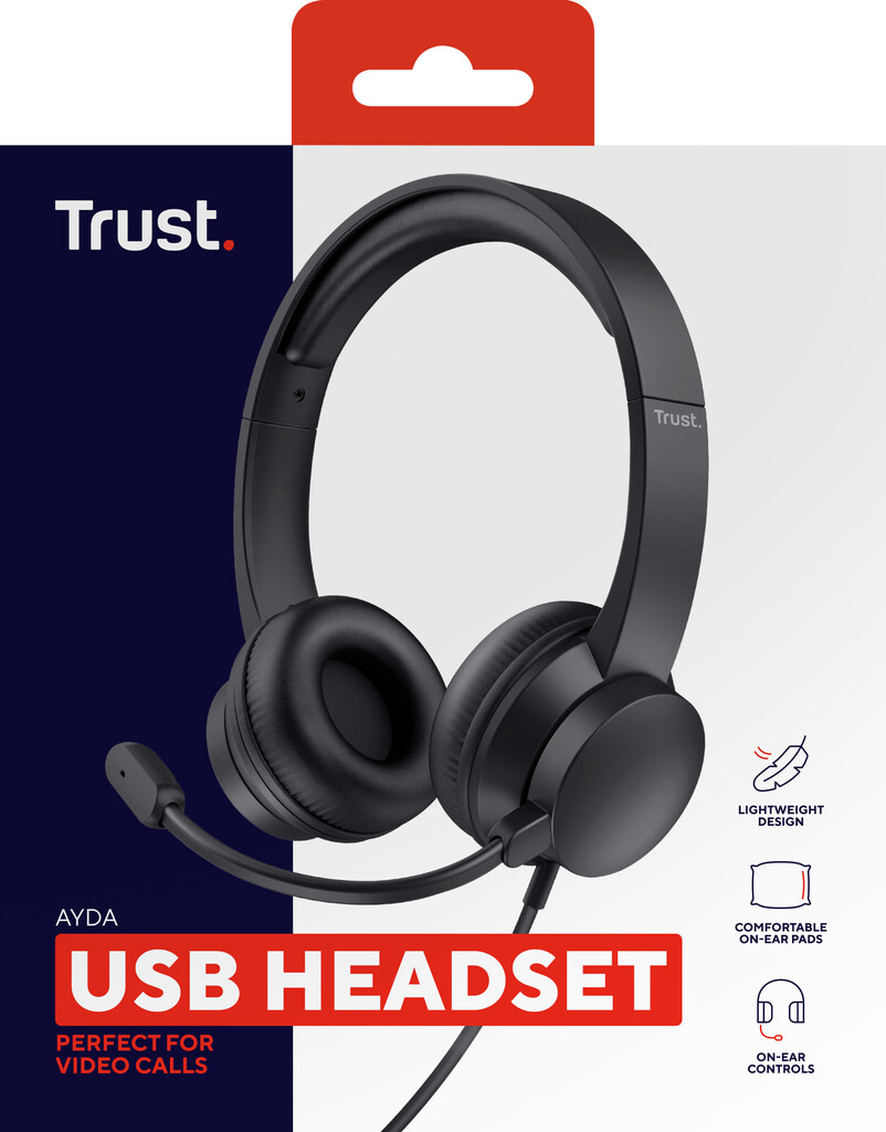 Trust Ayda USB Headset - USB headset voor kantoor en calls – Opklapbare microfoon – Volumeregeling in kabel – Zwart - Afbeelding 7