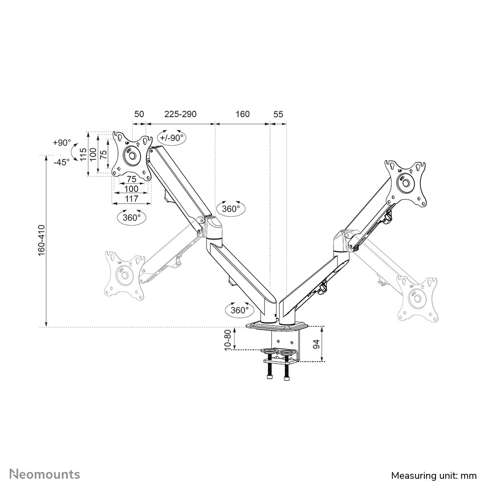 Neomounts DS70-700BL2 Monitorarm 17-27" - gasveer - Afbeelding 13