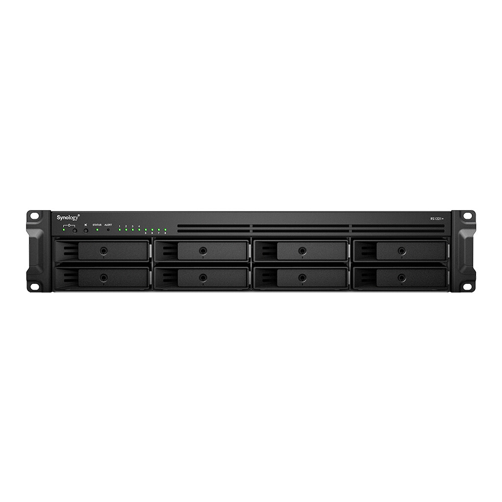 Synology RackStation RS1221+ data-opslag-server NAS Rack (2U) Ryzen Embedded V1500B 4 GB DDR4 0 TB DiskStation Manager Zwart