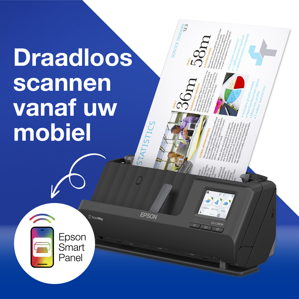 Epson ES-C320W compacte A4-documentscanner met Wi-Fi-connectiviteit en U-traject - Afbeelding 18