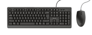 Trust Primo Toetsenbord en Muis Set - Bedrade desktopset – Belgische AZERTY-indeling – Full-size toetsenbord – Zwart