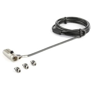 StarTech.com 2m Universeel Laptop Kabelslot met 4-cijfer Combinatieslot - 3-in-1 Security Lock voor apparaten met K-Slot, Nano K
