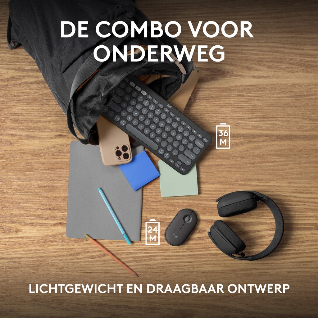 Logitech 920-012209 toetsenbord Inclusief muis Universeel RF-draadloos + Bluetooth AZERTY Frans Grafiet - Afbeelding 9