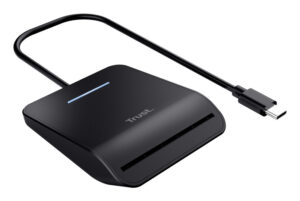 Trust Primo Smartcard Reader - Smartcardlezer – USB en USB-C aansluiting – Compact ontwerp – Zwart