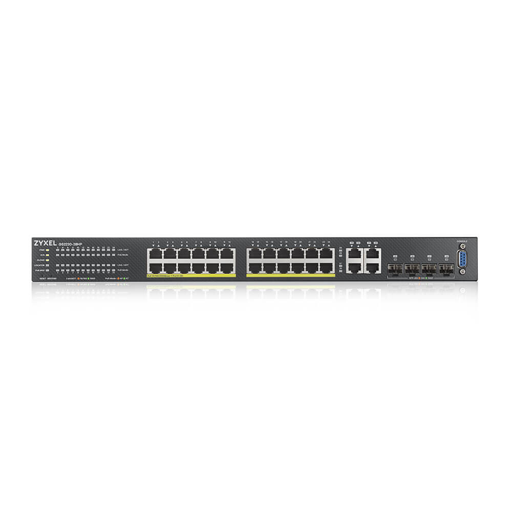 Zyxel GS2220-28HP-EU0101F netwerk-switch Managed L2 Gigabit Ethernet (10/100/1000) Power over Ethernet (PoE) Zwart - Afbeelding 2