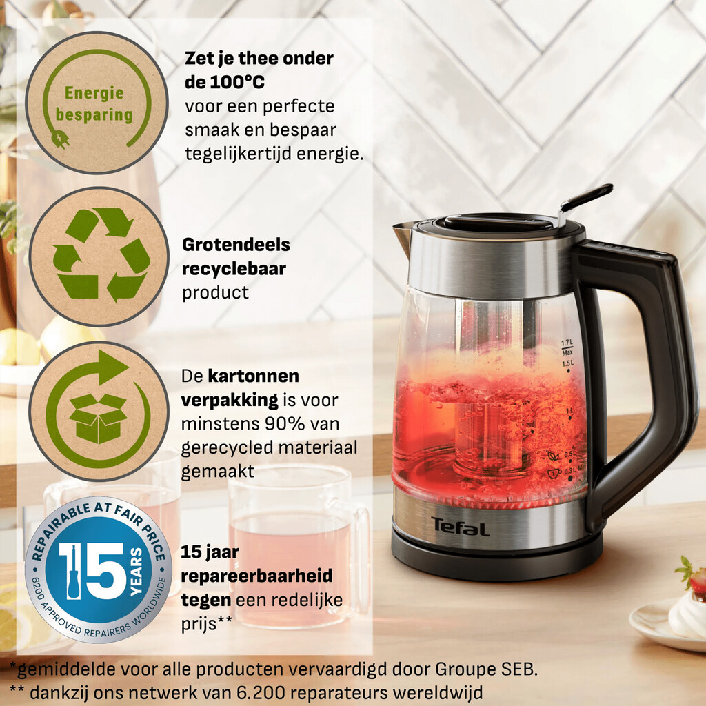 Tefal Element BJ760D 1,7 L waterkoker met temperatuurregeling - Afbeelding 4