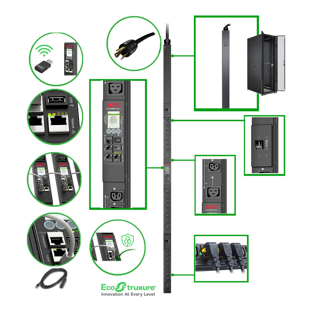 APC NetShelter Switched Rack PDU, 0U, 5.0kW, 200V and 208V, 30A, 21 C13/C15 and 3 C19/C21 outlets - Afbeelding 13