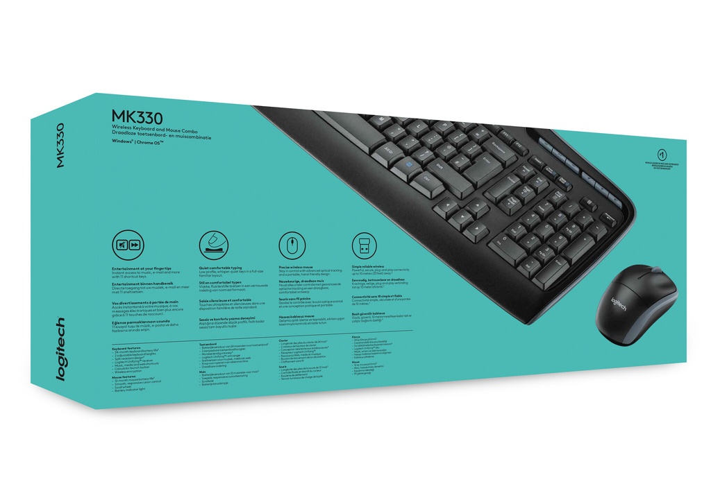 Logitech Wireless Combo MK330 toetsenbord Inclusief muis Kantoor USB QWERTY US International Zwart - Afbeelding 7
