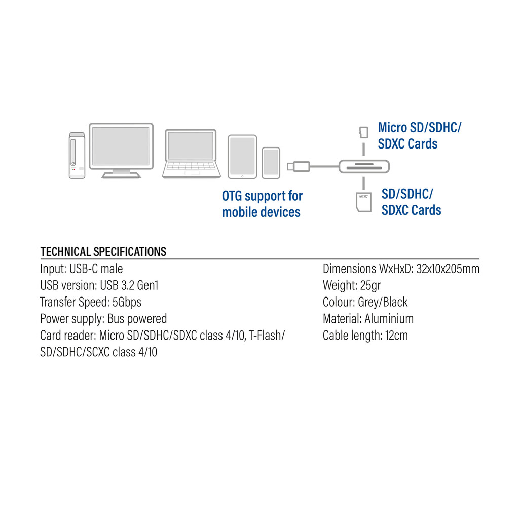 ACT USB-C kaartlezer voor SD en micro SD, SD 4.0 UHS-II - Afbeelding 6