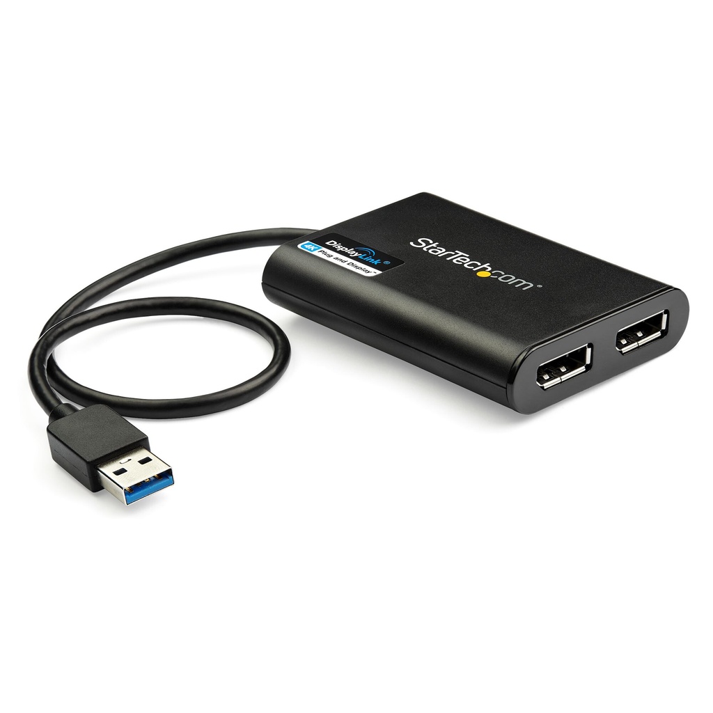 StarTech.com USB 3.0 naar Dual DisplayPort Adapter, 4K 60Hz, DisplayLink-gecertificeerd, USB naar Dual DP Display Adapter, Dual