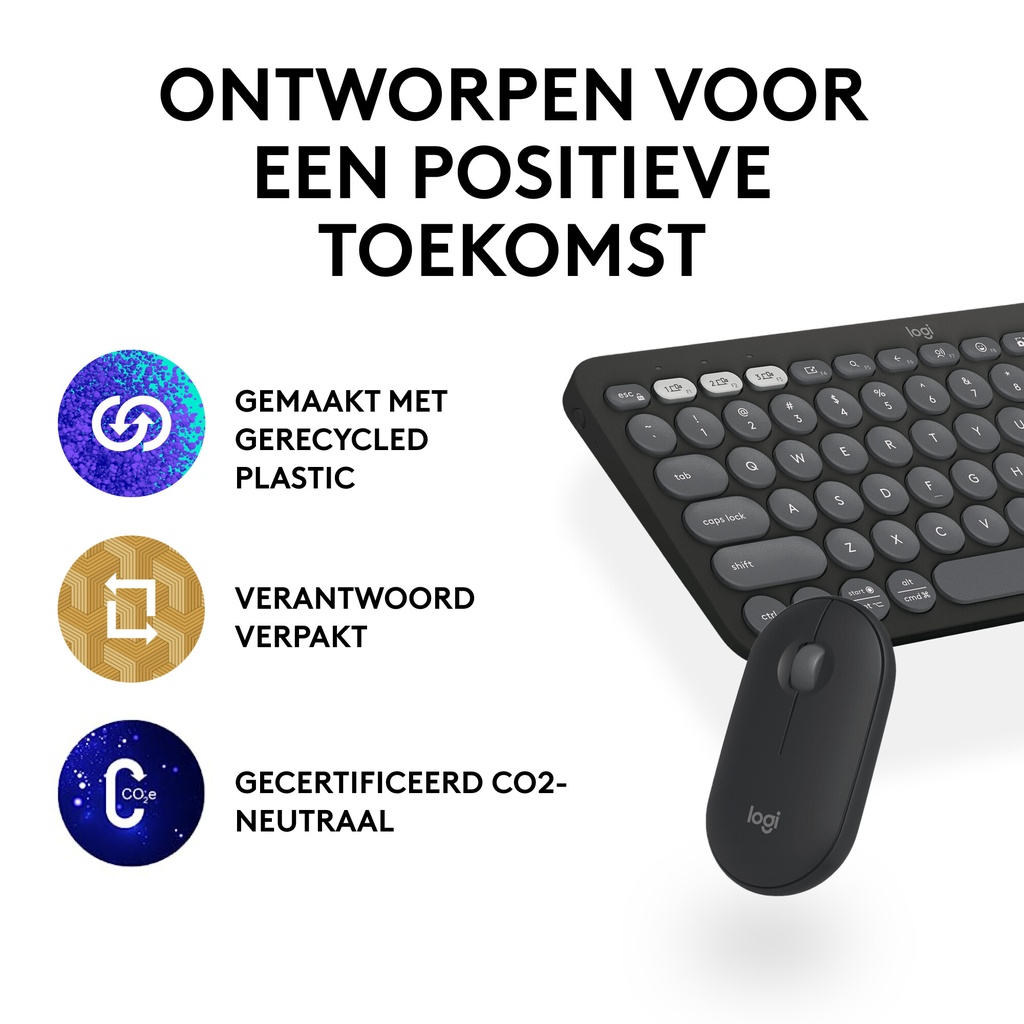 Logitech 920-012209 toetsenbord Inclusief muis Universeel RF-draadloos + Bluetooth AZERTY Frans Grafiet - Afbeelding 11