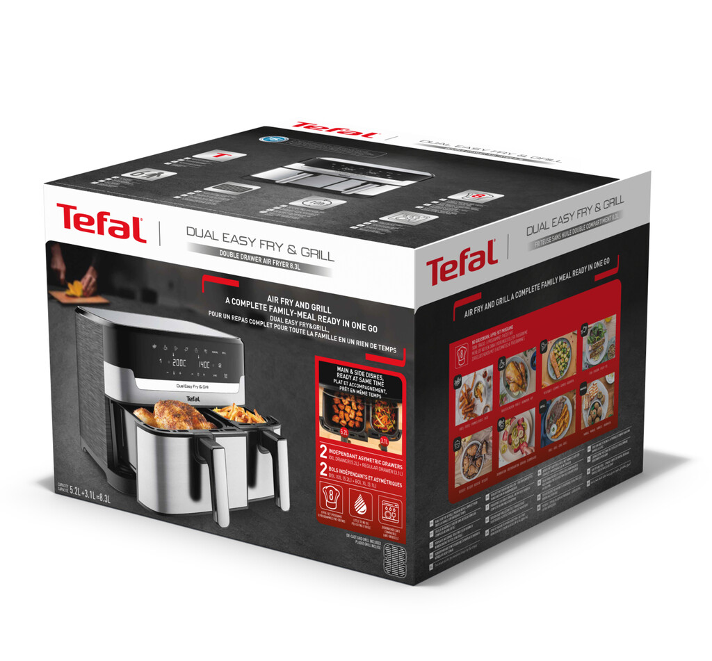 Tefal Dual Easy Fry & Grill Easy Fry & Grill Dual EY905D air fryer met dubbele lades - 8 programma's - 5,2 L + 3,1 L - Afbeelding 22