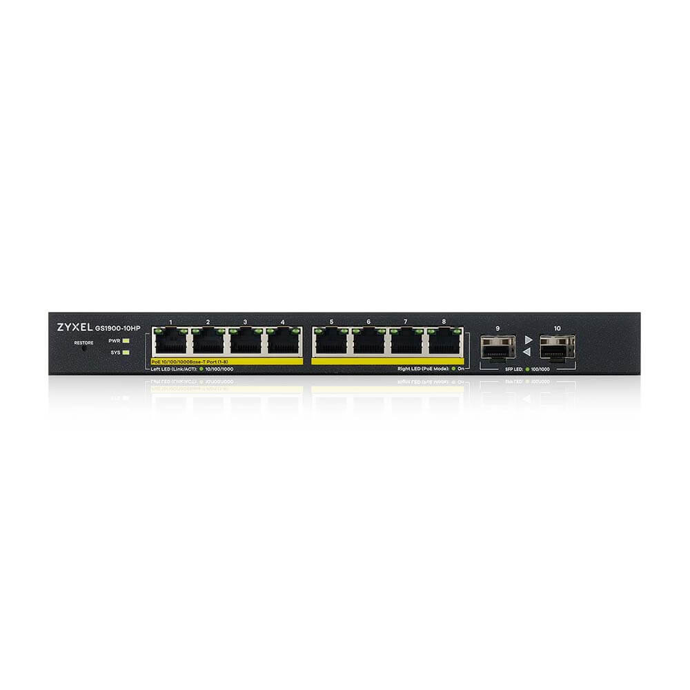 Zyxel GS1900-10HP Managed L2 Gigabit Ethernet (10/100/1000) Power over Ethernet (PoE) Zwart - Afbeelding 3
