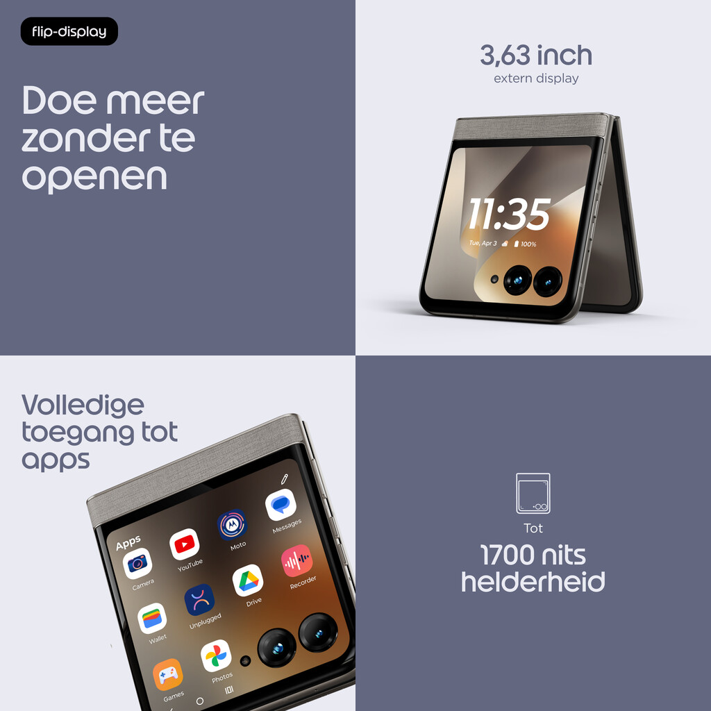 Motorola razr 70 17,5 cm (6.9") Dual SIM Android 16.0 5G USB Type-C 8 GB 256 GB 4800 mAh Steenkleur - Afbeelding 16