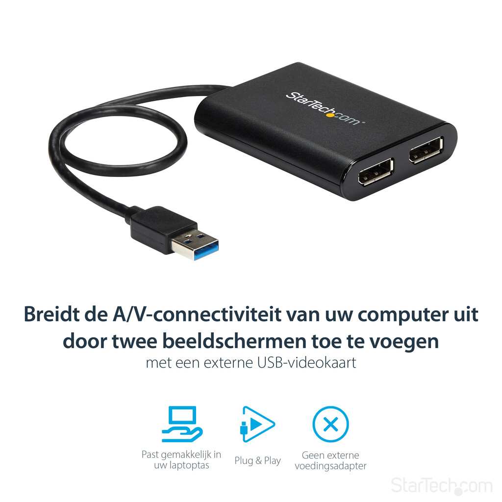 StarTech.com USB 3.0 naar Dual DisplayPort Adapter, 4K 60Hz, DisplayLink-gecertificeerd, USB naar Dual DP Display Adapter, Dual - Afbeelding 9