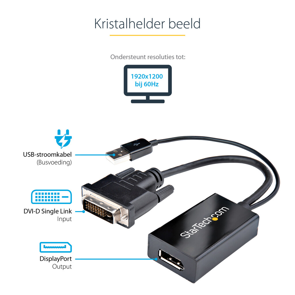StarTech.com DVI naar DisplayPort adapter - USB-voeding - 1920 x 1200 - DVI naar DisplayPort converter - videoadapter - DVI-D na - Afbeelding 12