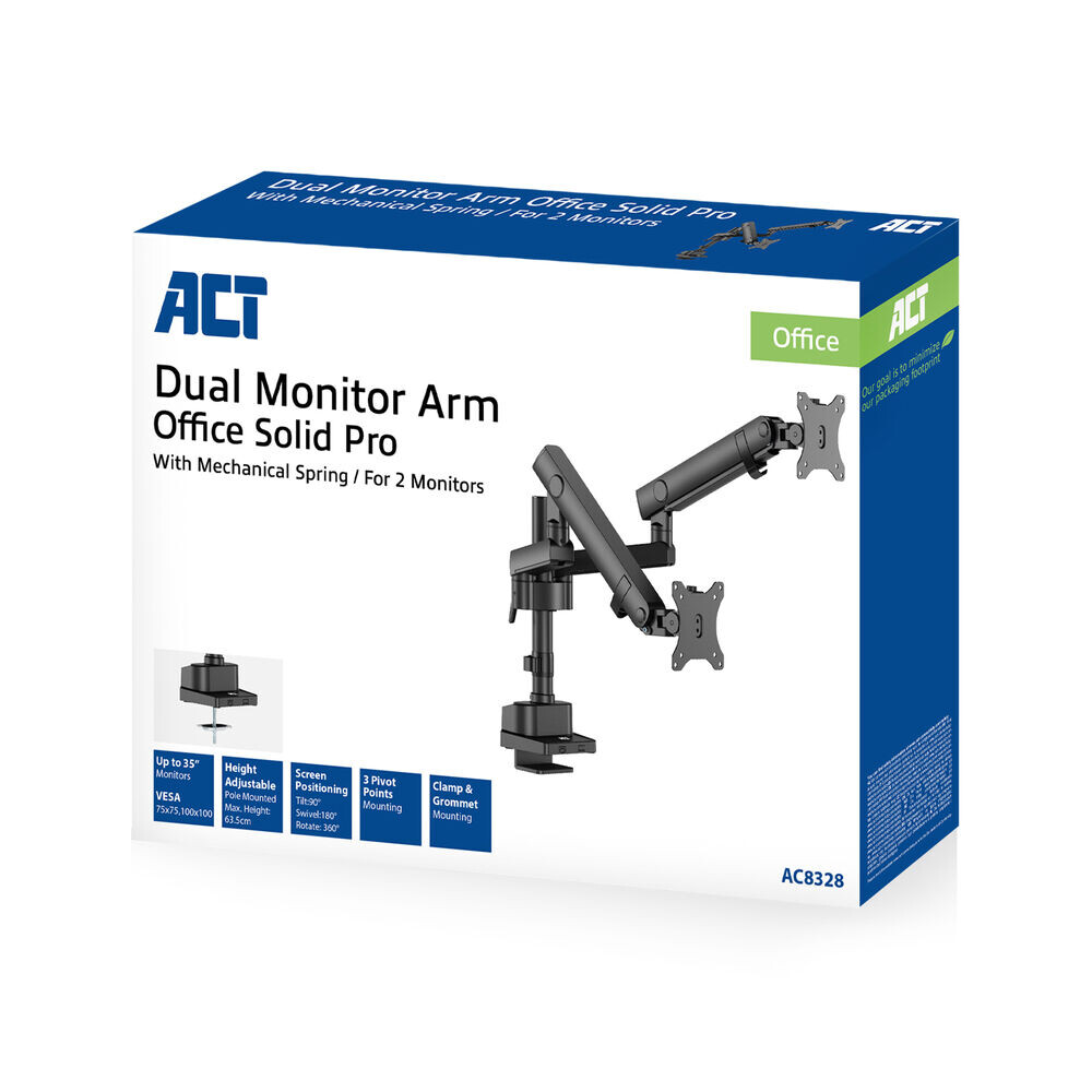 ACT Monitorarm 35" office solid pro, mechanische veer, 2 schermen - Afbeelding 5