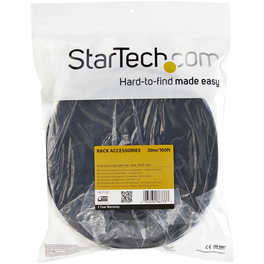 StarTech.com 30m Bulk Rol Klittenband - Op Maat te Knippen Herbruikbare Kabelbinders - Industriële Klitband Tape - Zelfklevende - Afbeelding 6