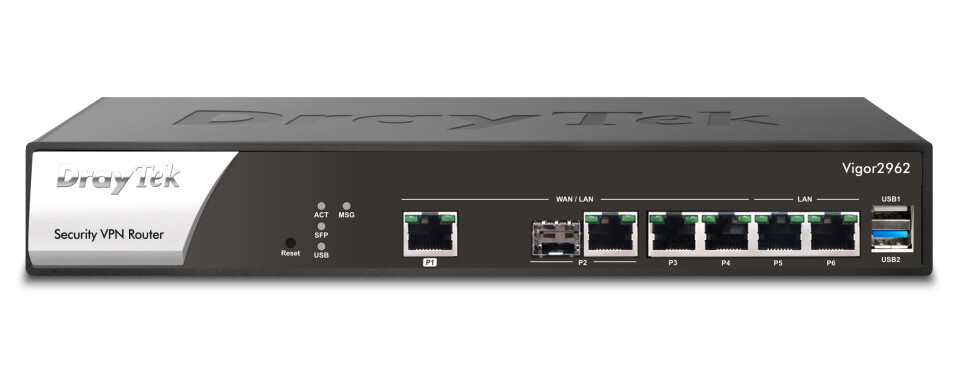 DrayTek Vigor 2962 bedrade router 2.5 Gigabit Ethernet Zwart