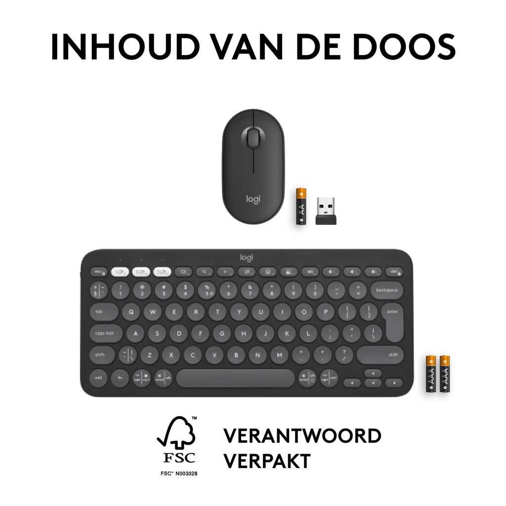 Logitech 920-012209 toetsenbord Inclusief muis Universeel RF-draadloos + Bluetooth AZERTY Frans Grafiet - Afbeelding 10