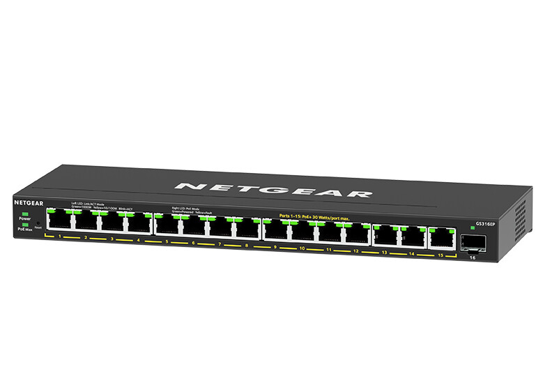 NETGEAR GS316EP Managed Gigabit Ethernet (10/100/1000) Power over Ethernet (PoE) Zwart - Afbeelding 3