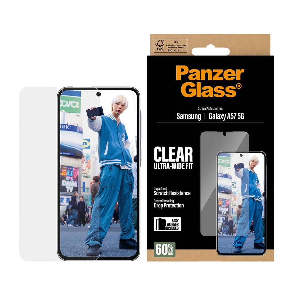 PanzerGlass Screen Protector Ultra-Wide Fit - Clear - Samsung Galaxy A57 5G Doorzichtige schermbeschermer