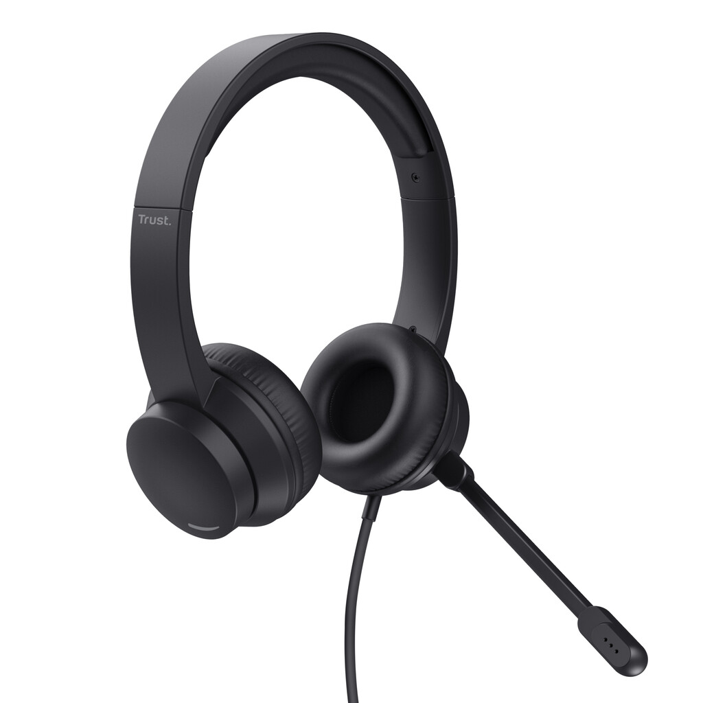 Trust Ayda USB Headset - USB headset voor kantoor en calls – Opklapbare microfoon – Volumeregeling in kabel – Zwart - Afbeelding 2