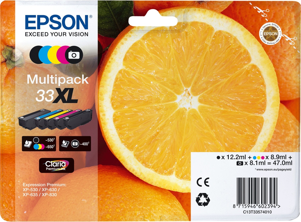 Epson Oranges Multipack 5-colours 33XL Claria Premium Ink - Afbeelding 2
