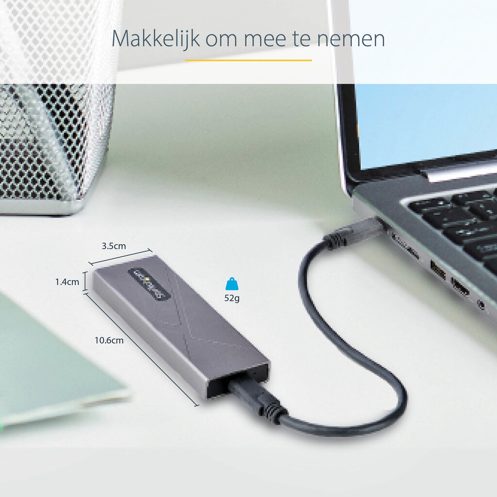 StarTech.com USB-C 10Gbps naar M.2 NVMe or M.2 SATA SSD Behuizing, Gereedschaploze Externe M.2 PCIe/SATA NGFF SSD Aluminum Case, - Afbeelding 14
