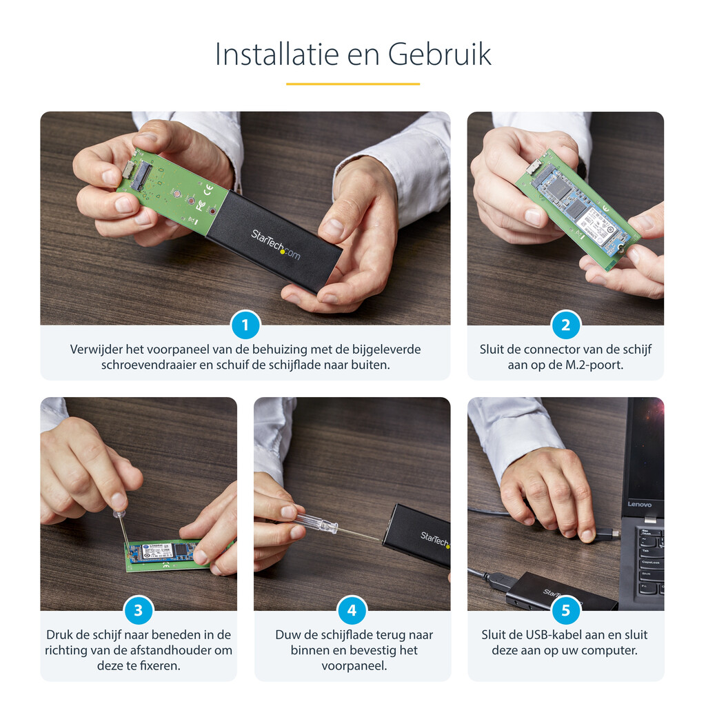 StarTech.com M.2 SSD behuizing voor M.2 SATA SSD - USB 3.1 (10Gbps) met USB-C kabel - Afbeelding 11