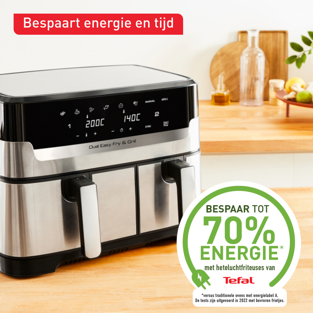 Tefal Dual Easy Fry & Grill Easy Fry & Grill Dual EY905D air fryer met dubbele lades - 8 programma's - 5,2 L + 3,1 L - Afbeelding 7