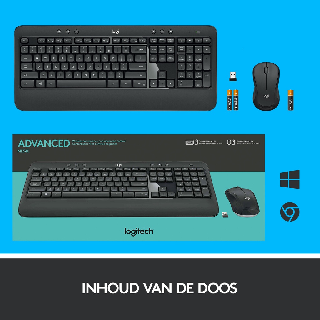 Logitech 920-008685 toetsenbord Inclusief muis Universeel RF Draadloos QWERTY US International Zwart - Afbeelding 5