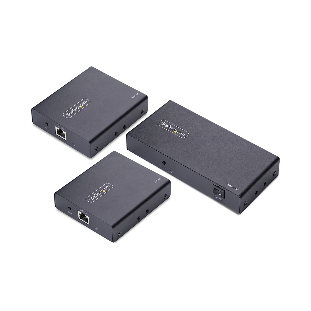 StarTech.com 2-Port HDMI Extender en Splitter Over CAT6, 4K 60Hz, Tot 70m, 1x2 HDMI over Ethernet Distributie Kit met IR en Pow