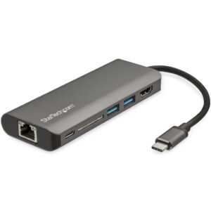 StarTech.com USB-C Multiport Adapter - USB-C Travel Dock met 4K HDMI, 3x USB 3.0 Hub, SD/SDHC, GbE, 60W PD 3.0 Pass-Through - Co