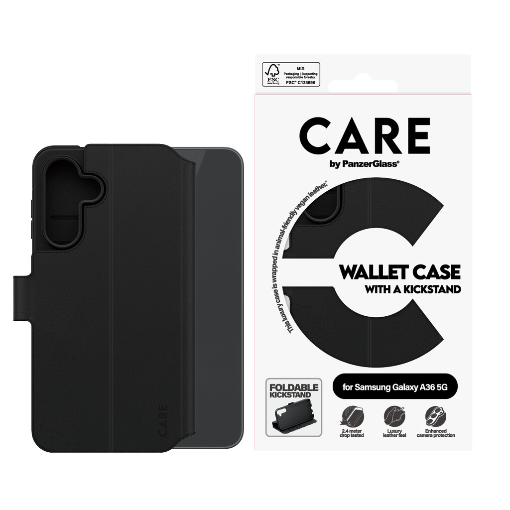 PanzerGlass CARE™ by ® Wallet Case w. Kickstand Samsung Galaxy A36 5G mobiele telefoon behuizingen 17 cm (6.7") Hoes Zwart - Afbeelding 3