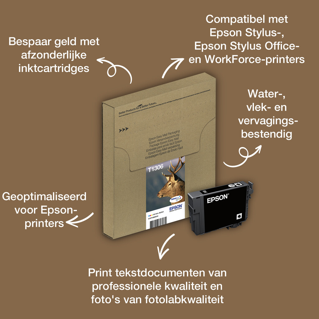 Epson Stag T1306 Hert DURABrite Ultra multipack driekleuren EasyMail-inkt - Afbeelding 11