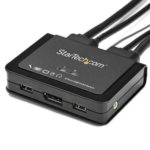 StarTech.com 2-poorts USB 4K 60Hz DisplayPort KVM switch met geïntegreerde kabels - Afbeelding 2