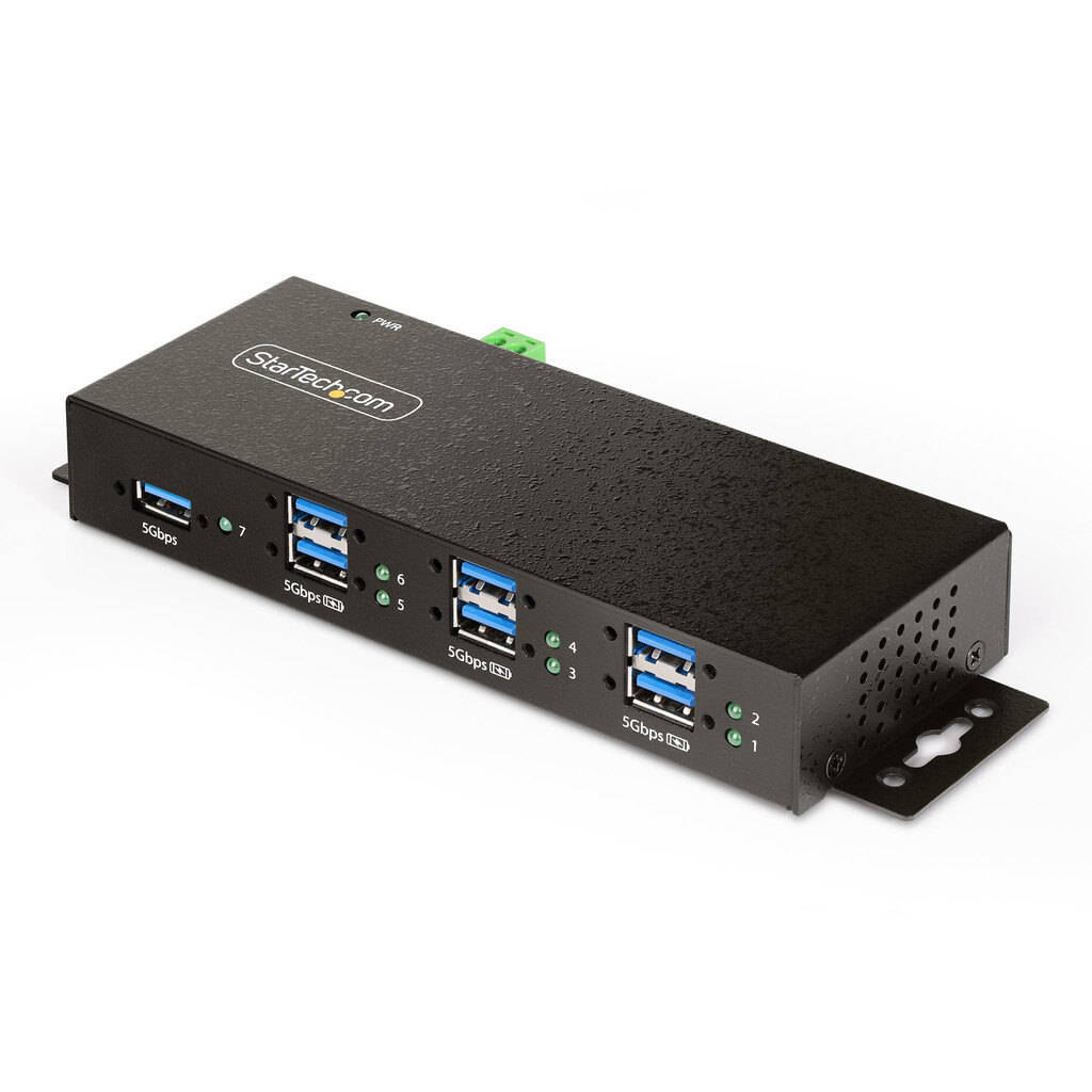 StarTech.com 7-Port Managed USB Hub met 4x USB-A, Heavy Duty met Industriële Stalen Behuizing, ESD & Overspanningsbeveiligin