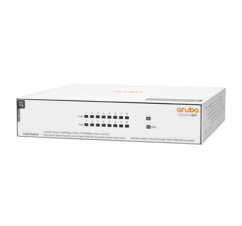 Hewlett Packard Enterprise Aruba Instant On 1430 8G Class4 PoE 64W Unmanaged L2 Gigabit Ethernet (10/100/1000) Power over Ethern - Afbeelding 2